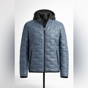 Milestone Men’s Quilted Leather Jacket Blue
